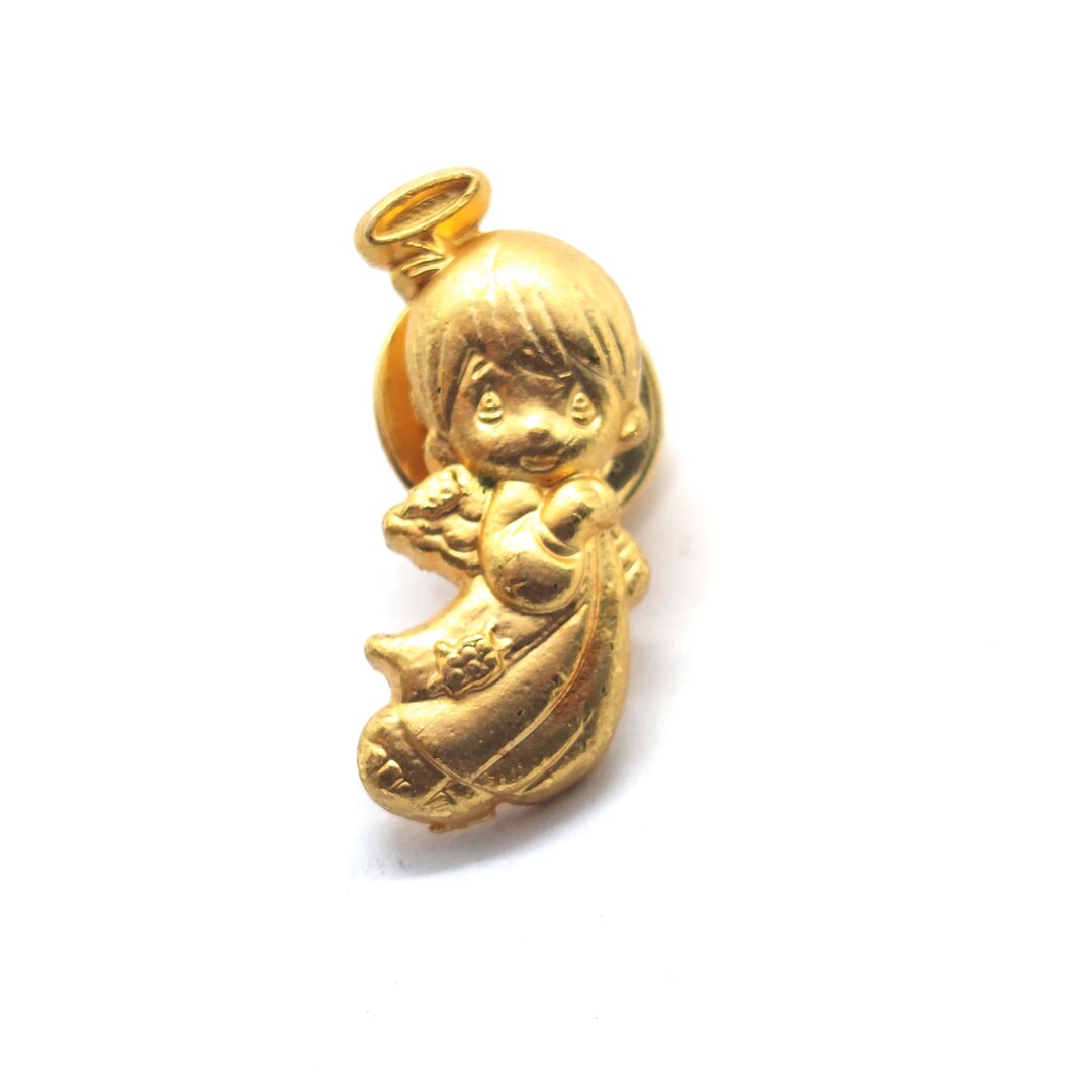 Angel Pinback Button Gold Tone Lapel Pin Vintage Cute Angel Design - Etsy