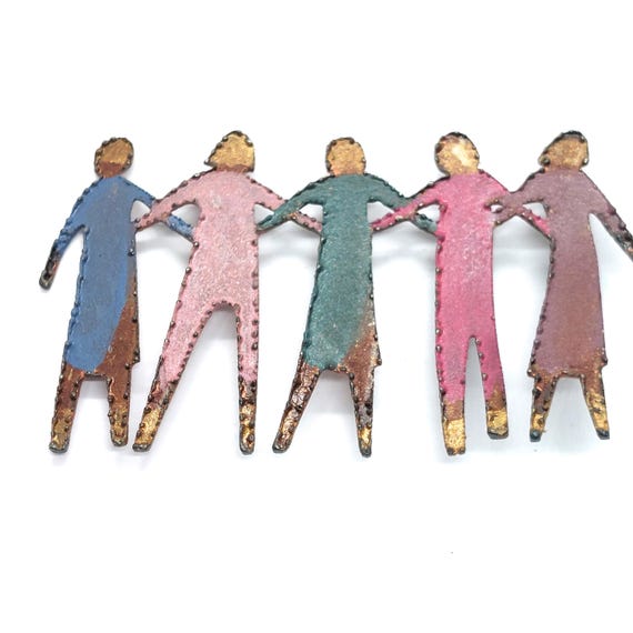 Unity People Pin Multicolor Linked Figures Friend… - image 1