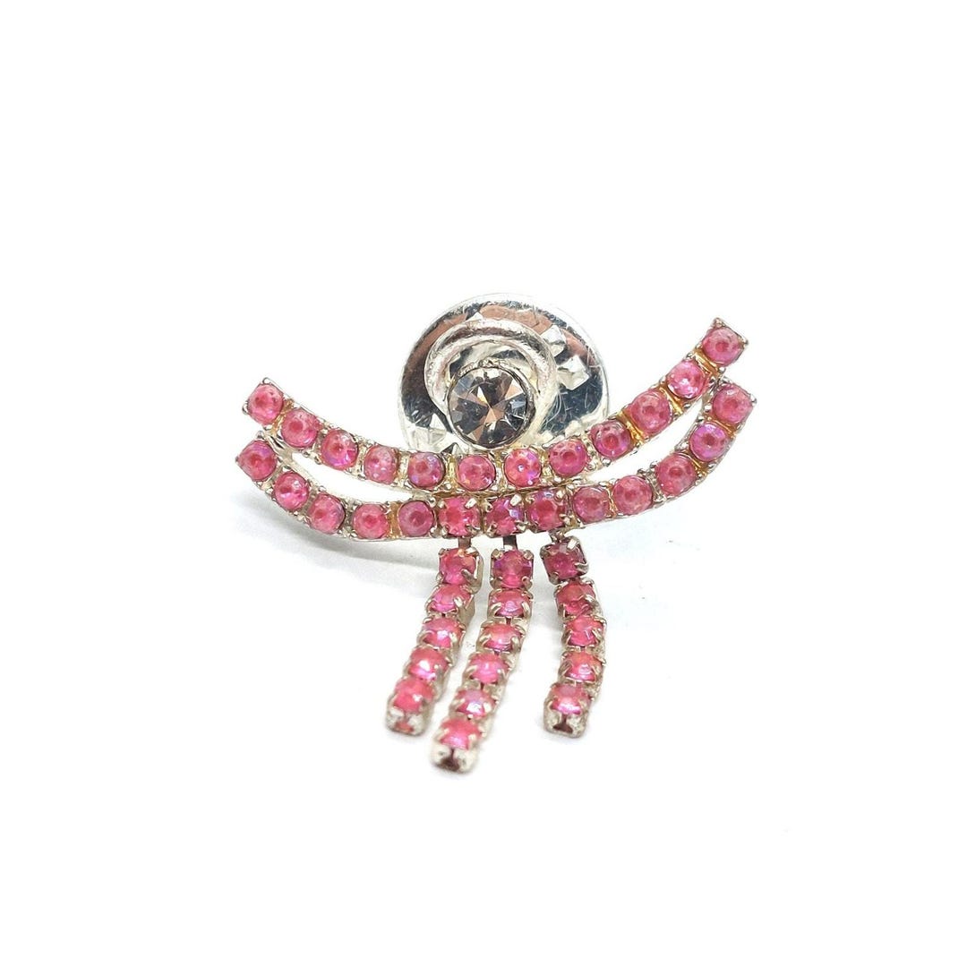 Pink Rhinestone Angel Pinback Button Silver Tone Religious - Etsy