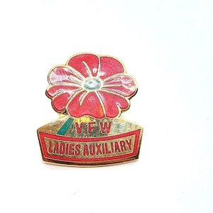 VFW Veteran&#39;s Foreign Wars Ladies Auxiliary Flower Pin Lapel Enamel Collectible