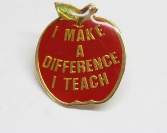 I Make a Difference I Teach Apple Lapel Pin Signed Anderson's