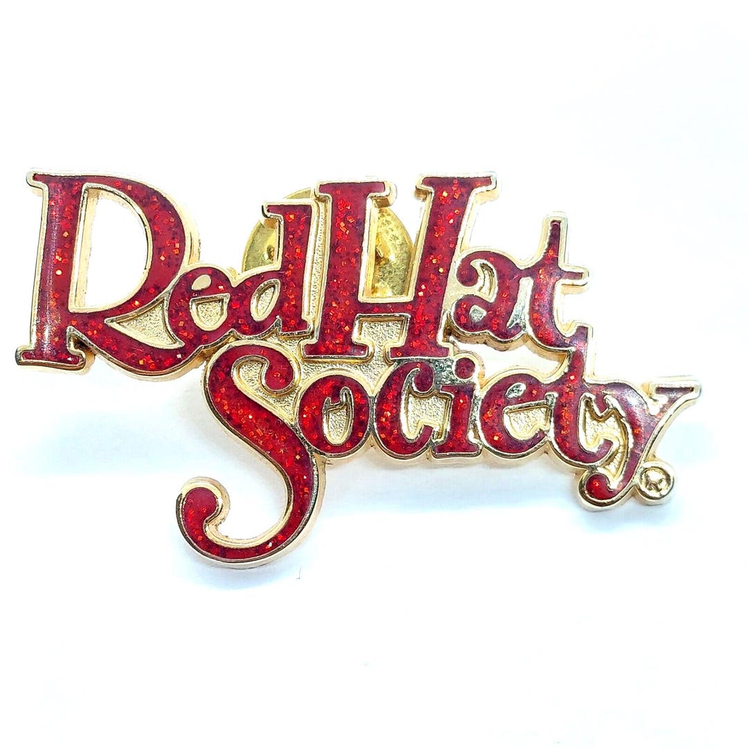 Red Hat Society Pin Brooch 2004 Shiny Glittery Lapel Enamel Collectible ...