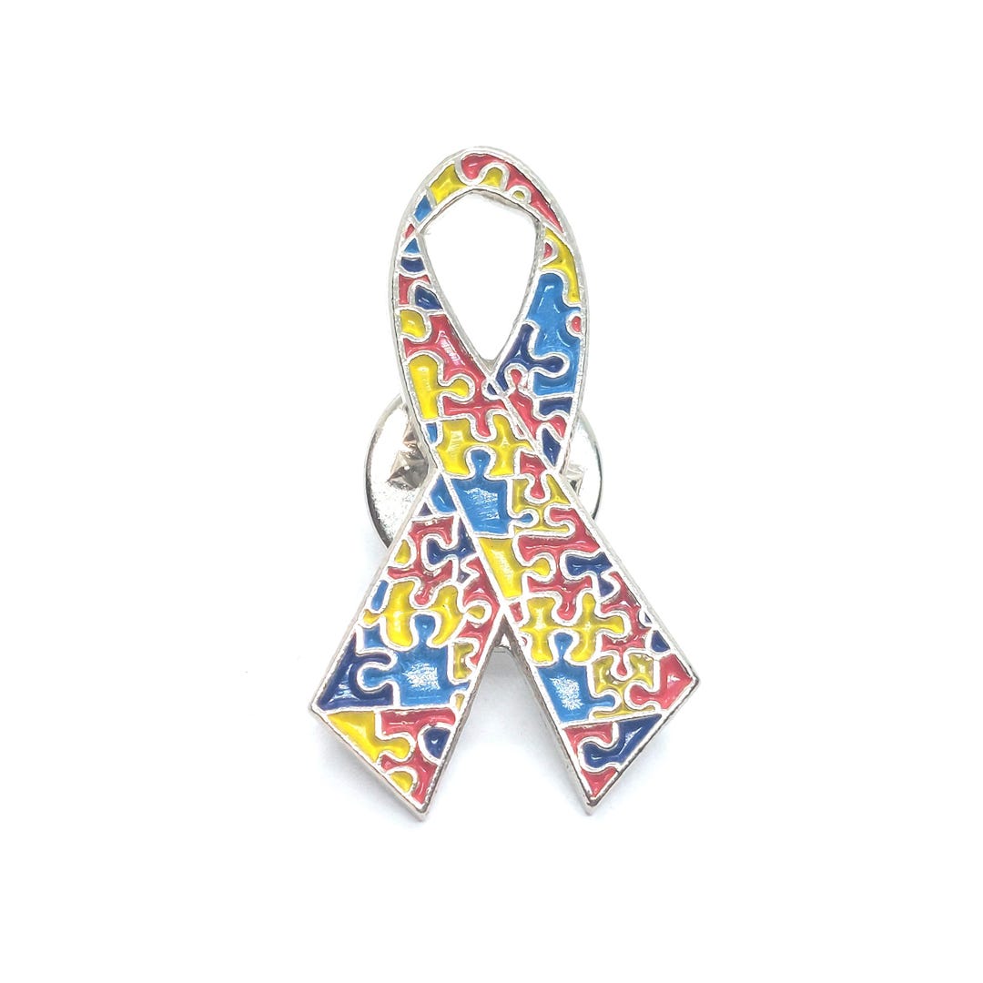 Autism Awareness Ribbon Puzzle Pieces Design Pin Lapel Enamel ...