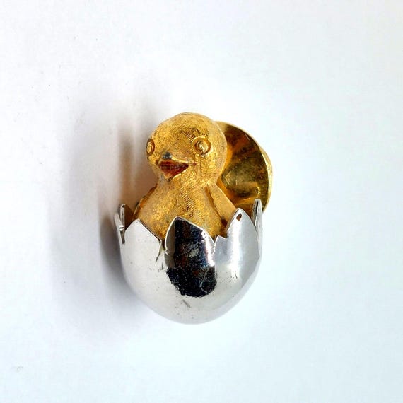 AVON Chick Hatching from Egg Easter Pin Brooch La… - image 1