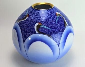 Wazon Koransha Crane: zabytkowa porcelana Arita, epoka Showa