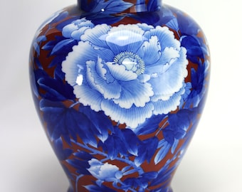 Ogromny wazon porcelanowy Fukagawa Arita: motyw piwonii, era Showa