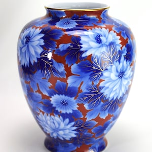Fukagawa Vase Peony Motif Arita Porcelain Free Shipping