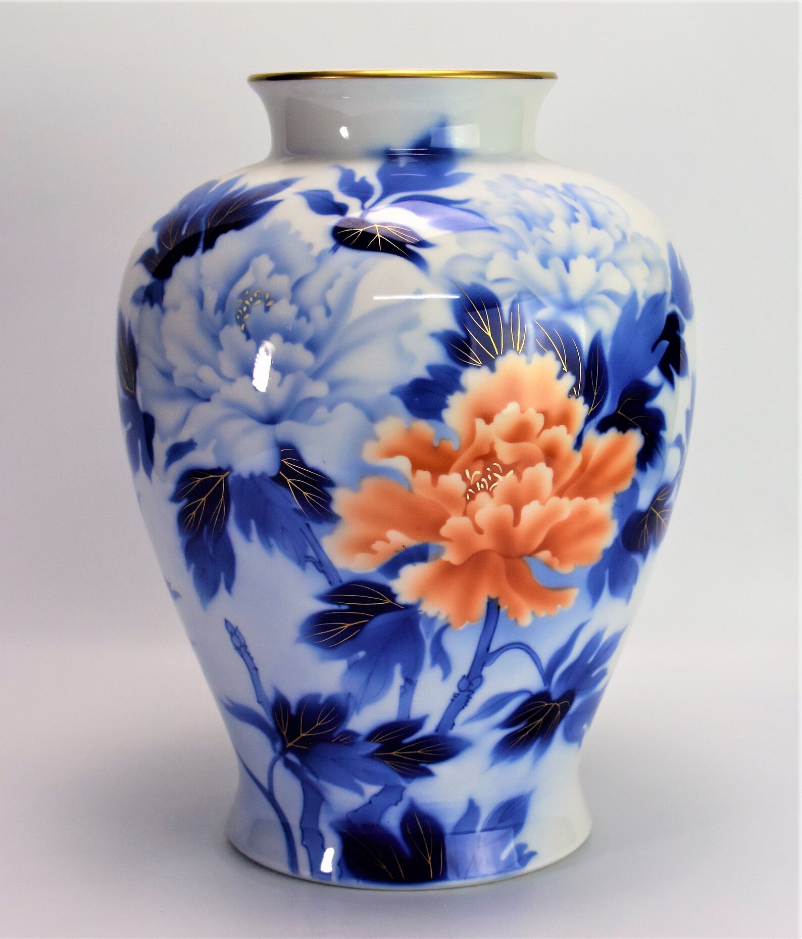 Fukagawa Vase Peony Motif Arita Porcelain Free Shipping Etsy