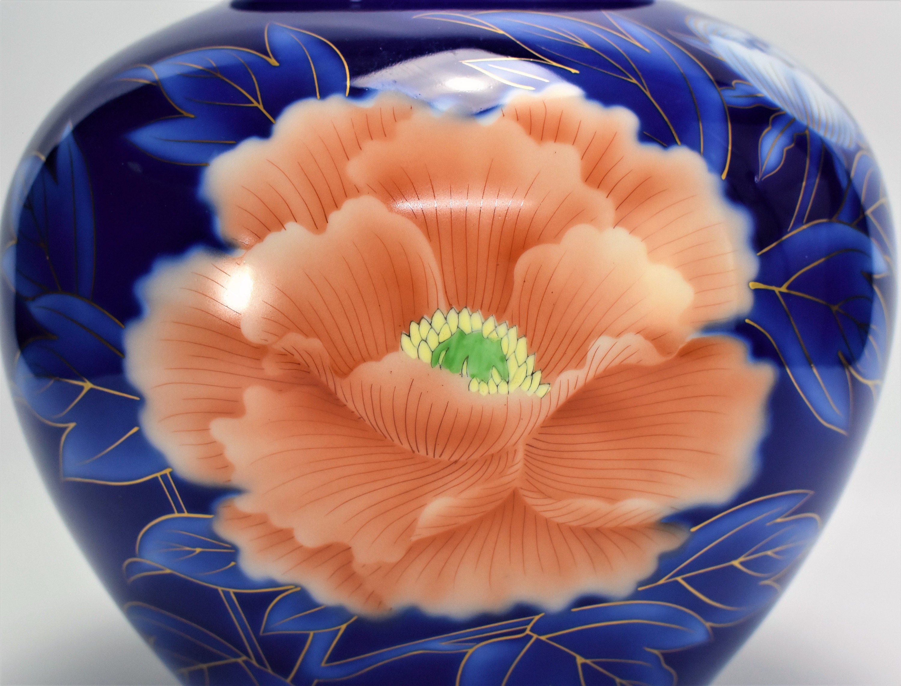 Fukagawa Vase Peony Motif Arita Porcelain Free Shipping Etsy