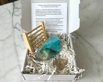 Soap & Crystal Box- Turquoise-Smoky Quartz T363