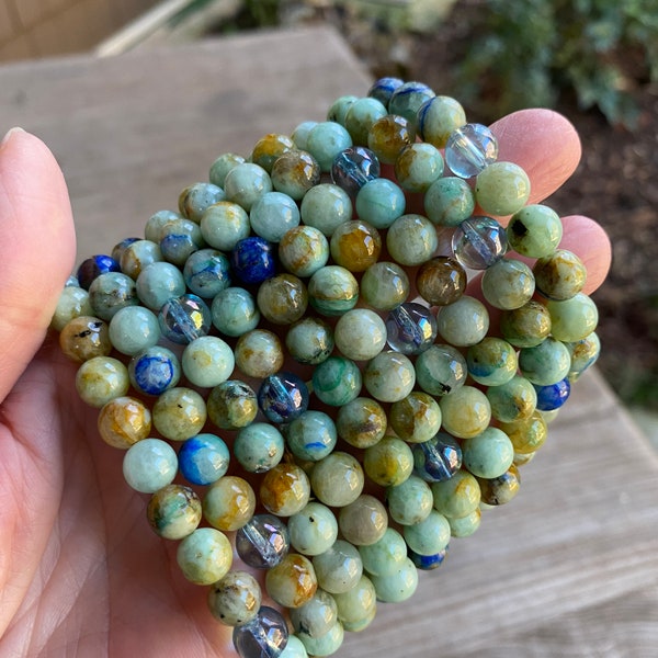 Chrysocolla and Azurite Grounding Beads R168E