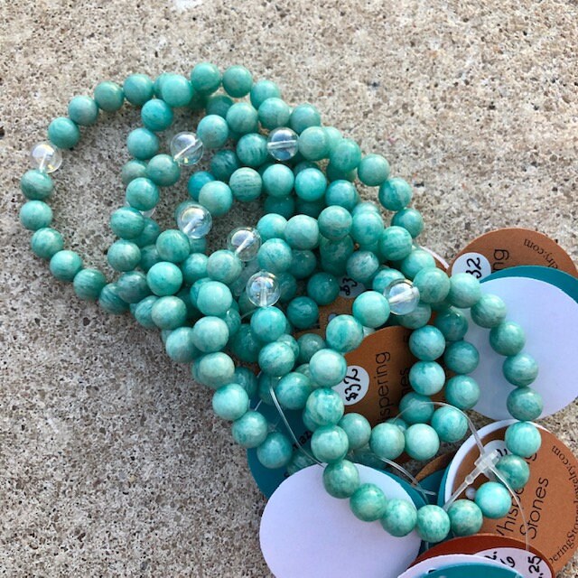 Amazonite and Angel Aura Quartz Grounding Bracelet WS6492 | Etsy