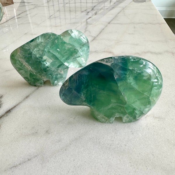 Fluorite Buffalo and Bear L73E and L66E