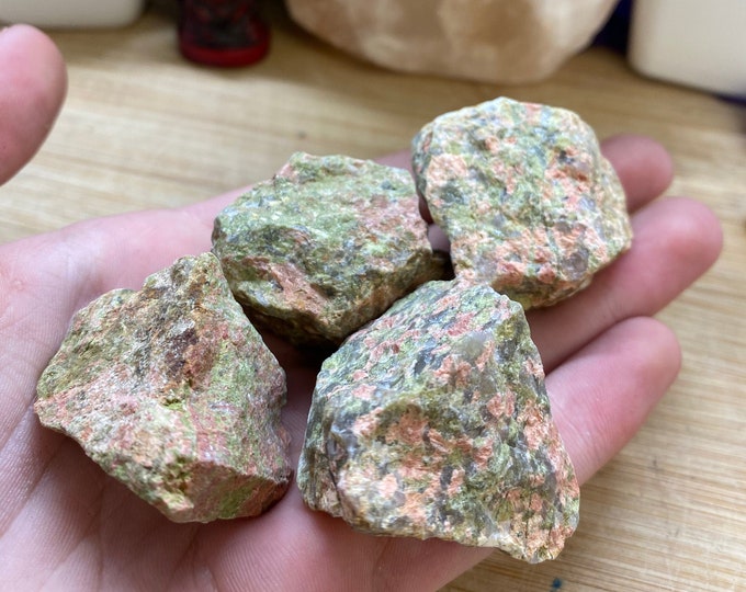 Natural Unakite raw Stones Set with Gift Bag