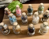 Gemstone crystal chip glass bottle set tumbled crafts crafting reiki grid