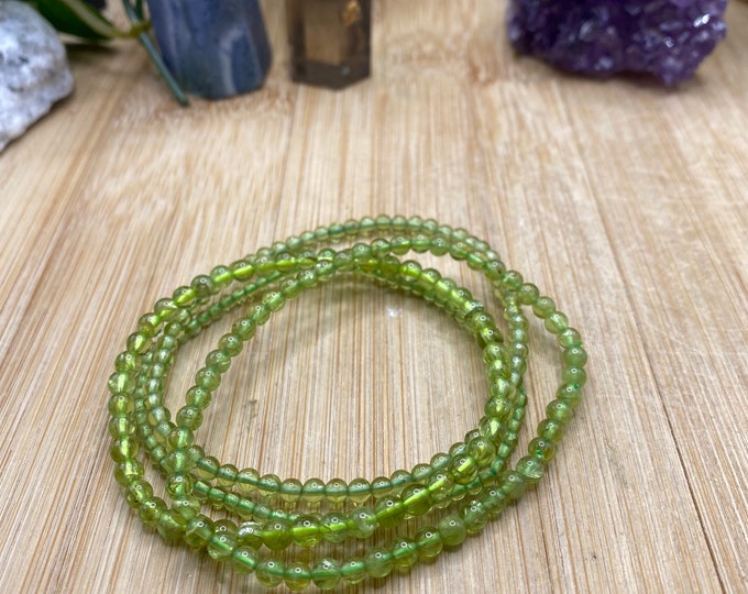 Peridot bead bracelet 4mm