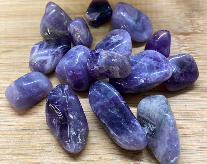 Tumbled Chevron Amethyst Stones Gift Bag and note polished dogtooth