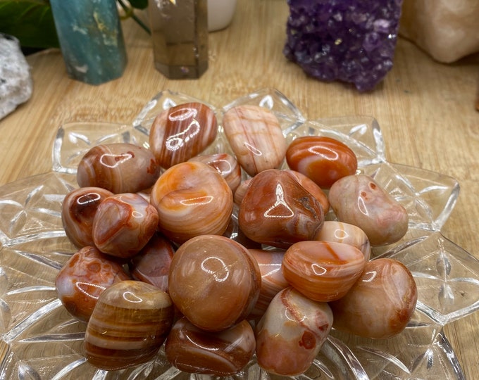 Tumbled Red South African Sardonyx Stones Set with Gift Bag and Note