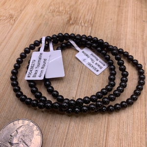 Bracelet Tourmaline noire perles 4mm PME