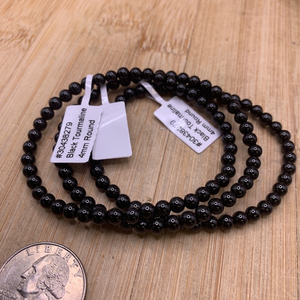 Black Tourmaline Bracelet 4mm beads SME