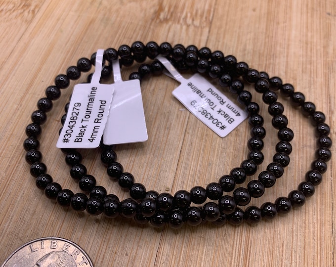 Black Tourmaline Bracelet 4mm beads SME