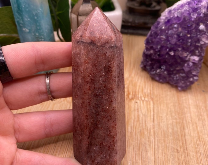 Strawberry Quartz point tower obelisk MSQT5 Flat 15