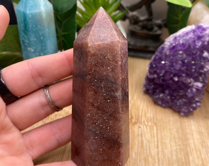 Strawberry Quartz point tower obelisk MSQT4 Flat 15