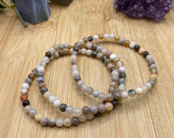 Bamboo Leaf Agate Bracelet 4mm bead SME24