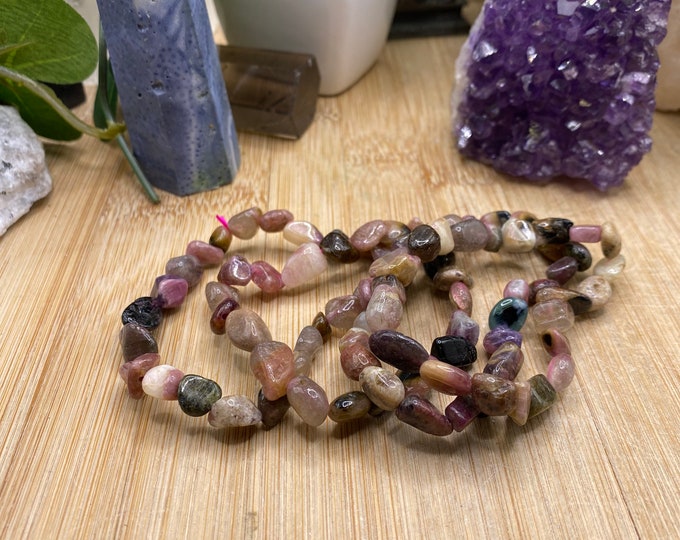 Multicolored Tourmaline Nugget bracelet