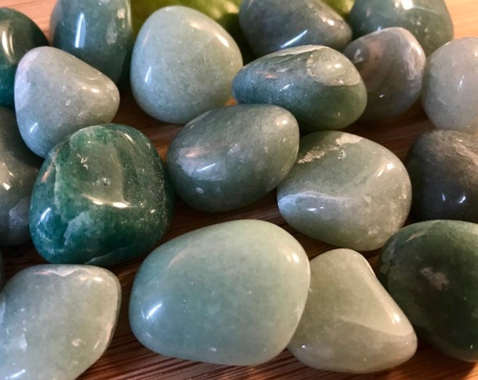 Tumbled Green Aventurine Stones Set with Gift Bag and Note