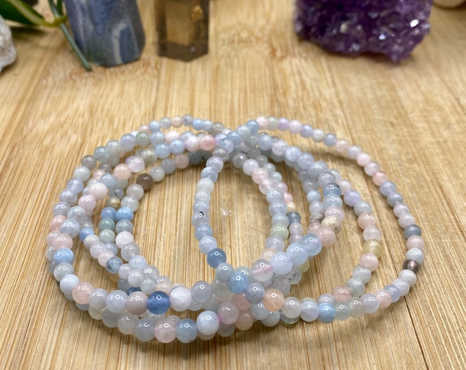 Morganite bead bracelet 4mm