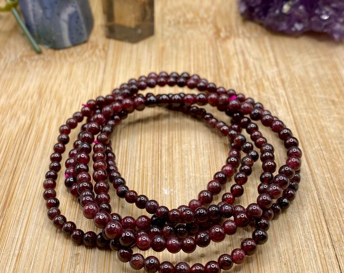 Garnet bead bracelet 4mm