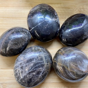 Gorgeous Black Moonstone palm stone crystal geode healing gem