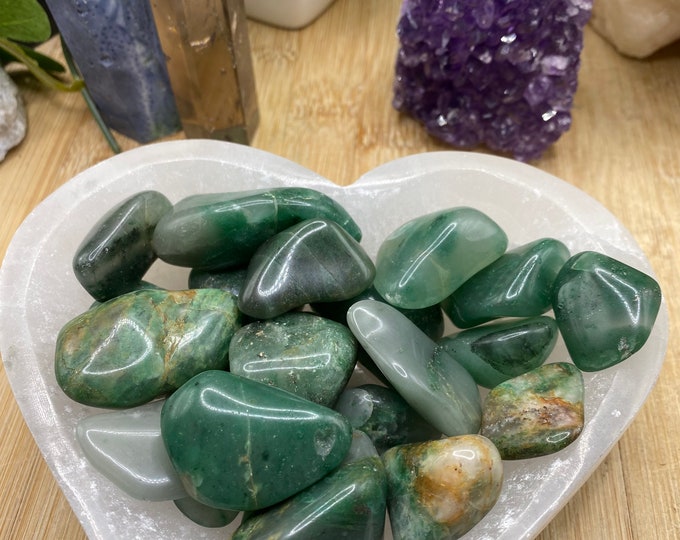 Tumbled Green chalcedony Stone with Gift Bag