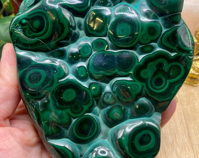 Polished malachite specimen geode crystal MAL2