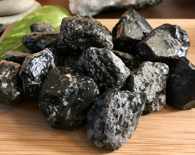Natural Snowflake Obsidian rough Stones Gift Bag