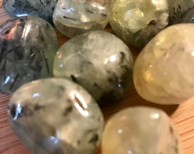 Prehnite with Rutile Tumbled Stone Gift Bag