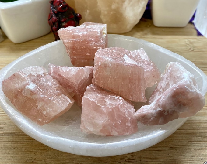 Natural Strawberry Calcite raw Stone with Gift Bag