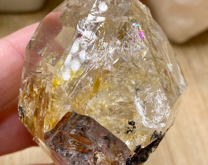 Large Golden Healer Herkimer Diamond crystal geode cluster HERK104