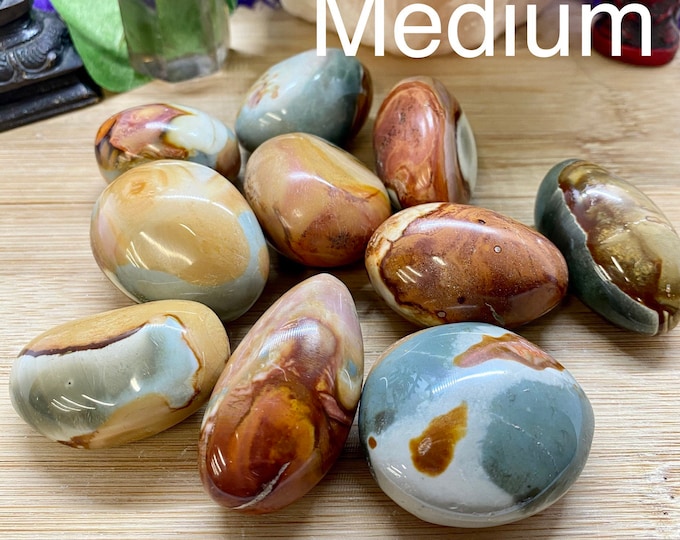 Premium Polychrome Jasper tumbled palm worry stone