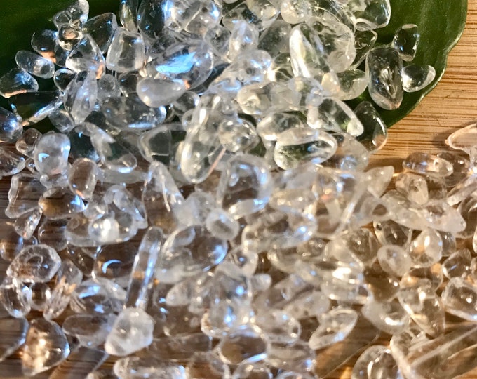 Clear Quartz Tumbled Chips Gift Bag jewelry making crafts crafting roller ball bottle
