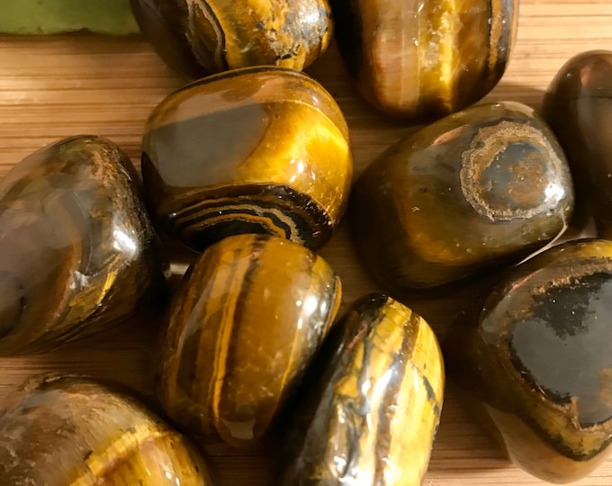 Tumbled Tigers Eye Stones Set with Gift Bag and Note