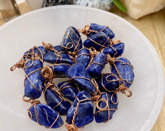 Tumbled Sodalite wire wrapped pendant