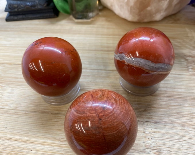 Red Jasper 40mm sphere crystal ball Shelf 8