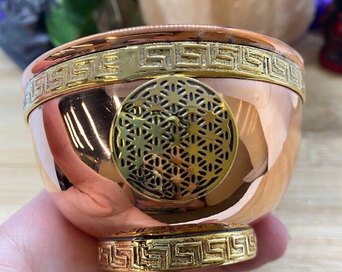 3 inch Flower of life copper bowl offering scrying CB3Y