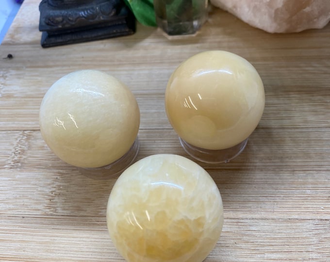 Yellow Calcite sphere crystal ball Shelf 8