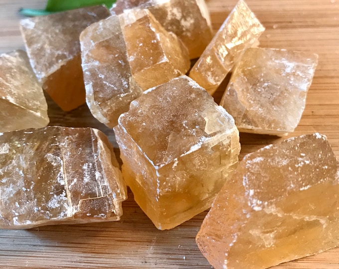 Natural Honey yellow Calcite raw Stones Set with Gift Bag