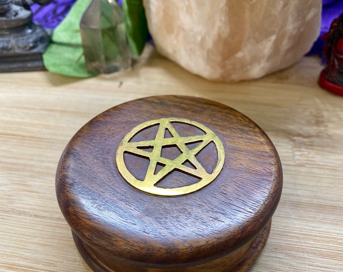 Pentacle Herb Grinder wooden mortar pestle sheesham wood SME24