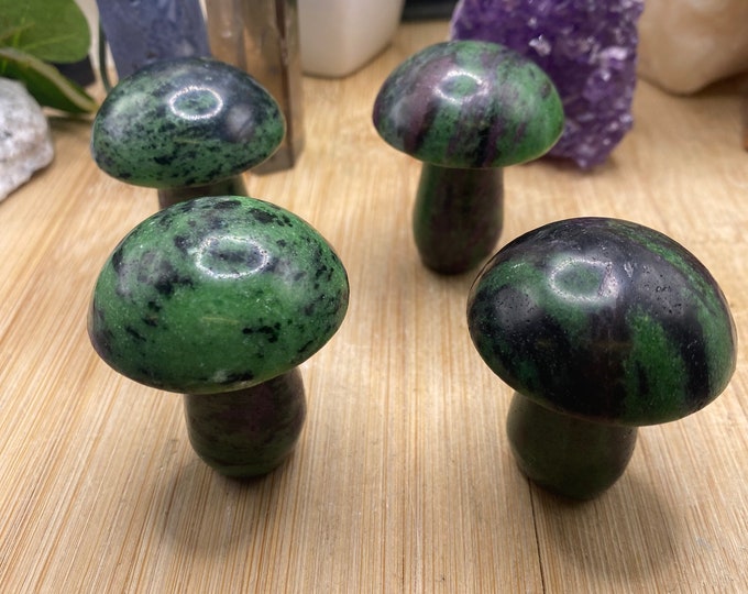 Polished Ruby Zoisite Mushroom sculpture