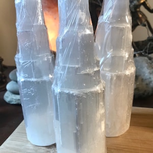 Selenite tower 4&quot; point generator cylinder pillar satin spar gypsum SME24